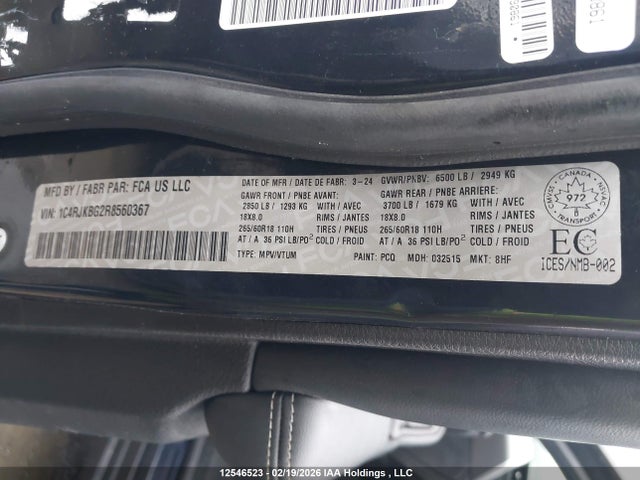 1C4RJKBG2R8560367 Jeep Grand Cherokee L Limited