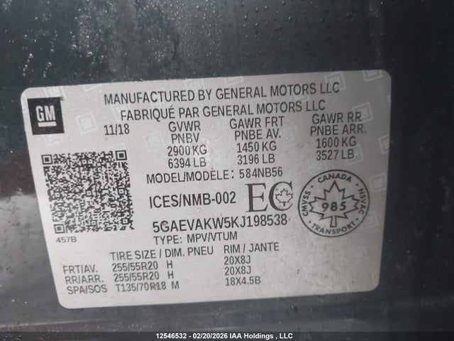 5GAEVAKW5KJ198538 Buick Enclave Essence