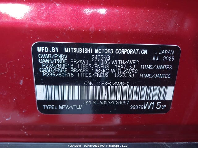 JA4J4UA85SZ626057 Mitsubishi Outlander Es