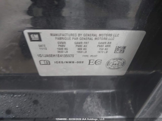 Aukcja sprzedaży 2014 Chevrolet Sonic, vin: 1G1JA6EH1E4135970, numer aukcji: 12546558