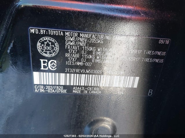 2T3ZFREV9JW503005 Toyota RAV4 LE