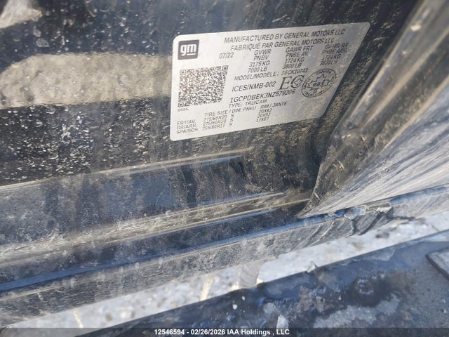 2022 Chevrolet Silverado 1500 მანქანა იყიდება აუქციონზე, vin: 1GCPDBEK3NZ579206, აუქციონის ნომერი: 12546594