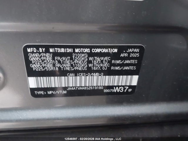 JA4ATVAA8SZ619180 Mitsubishi Eclipse Cross Gt/noir/se/sel