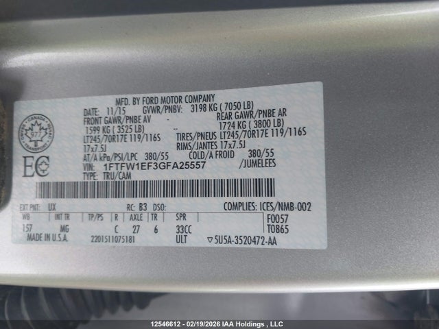 Ford F150 Supercrew 2016 1FTFW1EF3GFA25557 Image 9