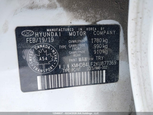 KMHD84LF2KU877369 Hyundai Elantra Sel/value/limited