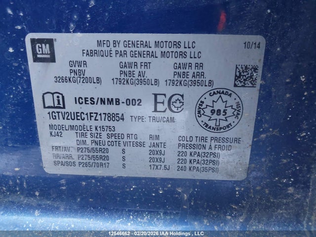 1GTV2UEC1FZ178854 GMC Sierra 1500 Sle