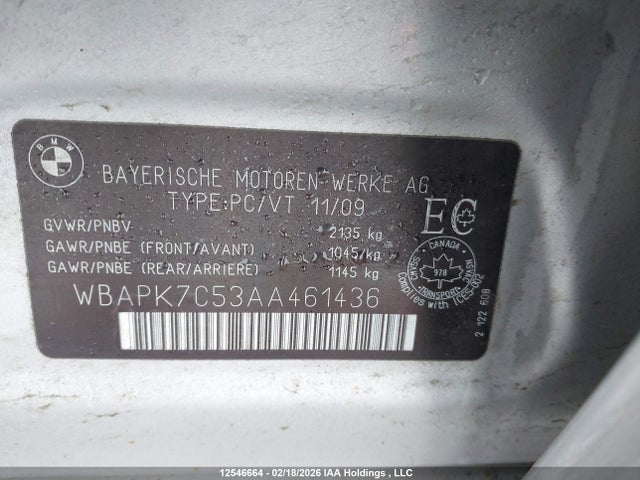 12546664 :رقم المزاد ، WBAPK7C53AA461436 vin ، 2010 Bmw 328 Xi مزاد بيع