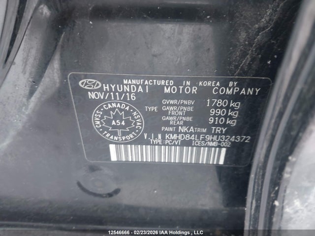 KMHD84LF9HU324372 Hyundai Elantra Se/value/limited