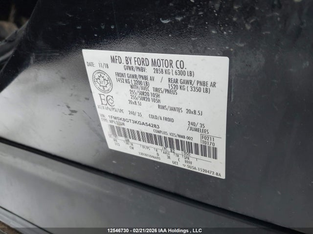 1FM5K8GT3KGA54283 Ford EXPLORER SPORT