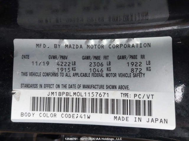 JM1BPBLM0L1157671 Mazda 3