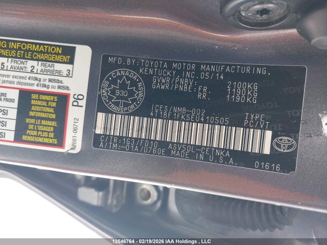 Aukcja sprzedaży 2014 Toyota Camry Le, vin: 4T1BF1FK5EU410505, numer aukcji: 12546764