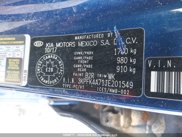 2018 Kia Forte Lx/lx+ მანქანა იყიდება აუქციონზე, vin: 3KPFK4A71JE201549, აუქციონის ნომერი: 12546777