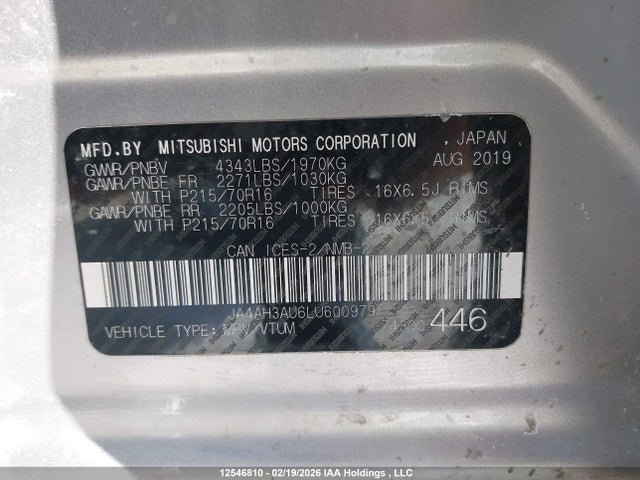 JA4AH3AU6LU600979 Mitsubishi RVR