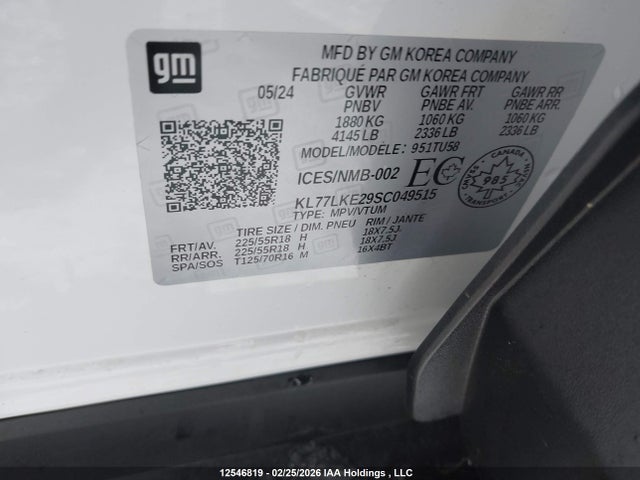KL77LKE29SC049515 Chevrolet Trax Activ Fwd