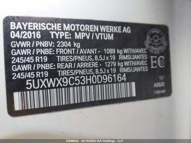 5UXWX9C53H0D96164 BMW X3 Xdrive28i