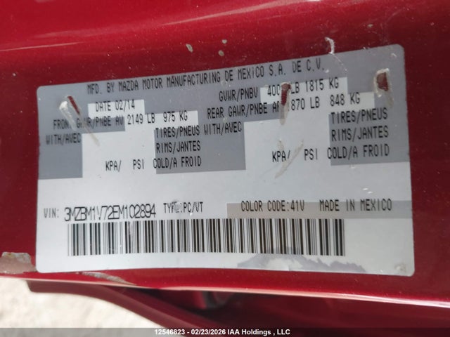 3MZBM1V72EM102894 Mazda Mazda3 Gs-sky