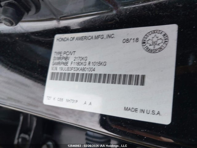 19UUB3F53KA801004 Acura Tlx Technology