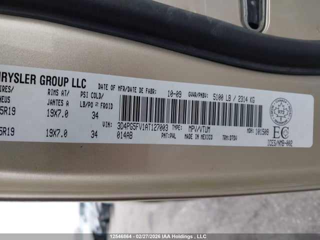 Aukcja sprzedaży 2010 Dodge Journey Sxt, vin: 3D4PG5FV1AT127003, numer aukcji: 12546864