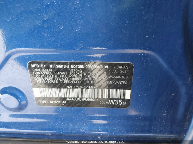 JA4AJUAU1RU608314 Mitsubishi RVR ES