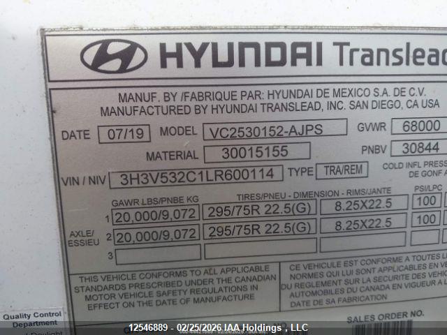 Aukcja sprzedaży 2020 Hyundai Translead Inc -other-, vin: 3H3V532C1LR600114, numer aukcji: 12546889