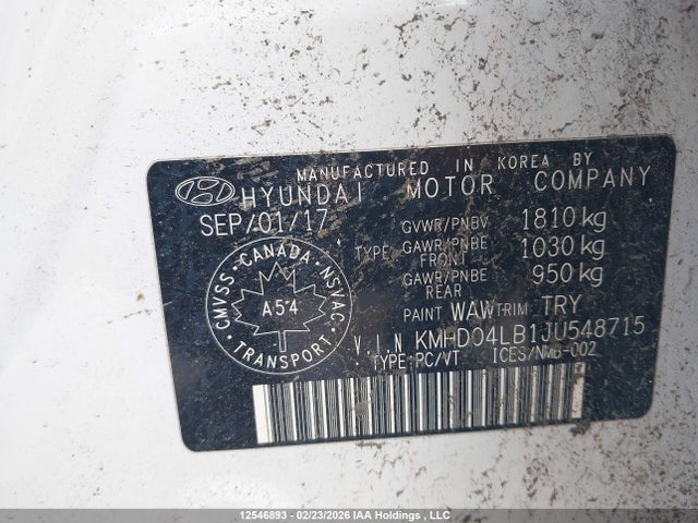 KMHD04LB1JU548715 Hyundai Elantra Sport