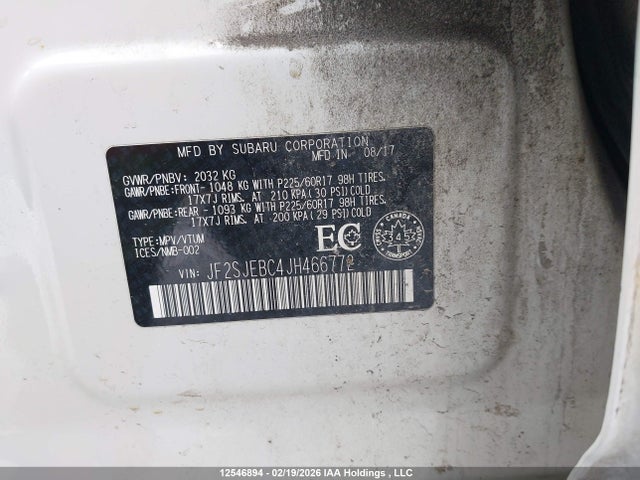 12546894 :رقم المزاد ، JF2SJEBC4JH466772 vin ، 2018 Subaru Forester 2.5i مزاد بيع