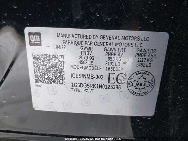 1G6DG5RK1N0125386 Cadillac Ct4 Sport