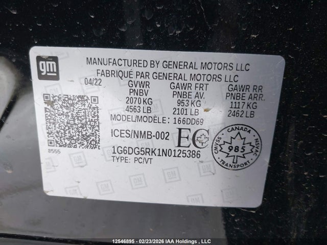 1G6DG5RK1N0125386 Cadillac Ct4 Sport