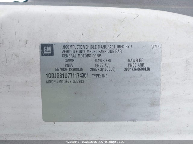 Aukcja sprzedaży 2007 Gmc 24 Foot Van Cutaway, vin: 1GDJG31U771174361, numer aukcji: 12546913