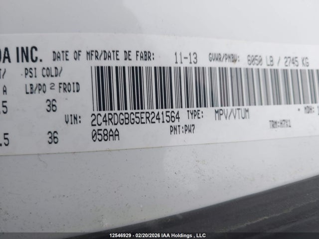 Продаж на аукціоні авто 2014 Dodge Grand Caravan Se/sxt, vin: 2C4RDGBG5ER241564, номер лоту: 12546929