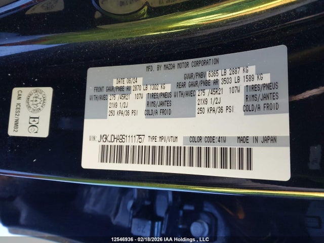 JM3KJDHA9S1111757 Mazda Cx-70 Premium