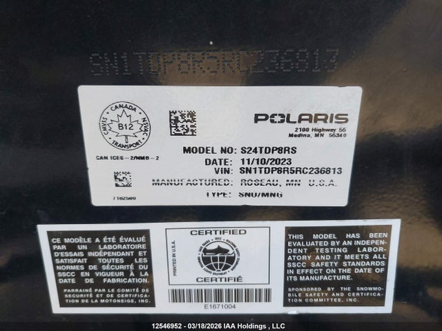 SN1TDP8R5RC236813 Polaris Polaris