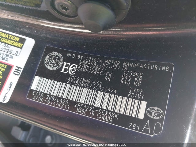 Продажа на аукционе авто 2018 Toyota Corolla Se, vin: 2T1BURHE4JC074174, номер лота: 12546959