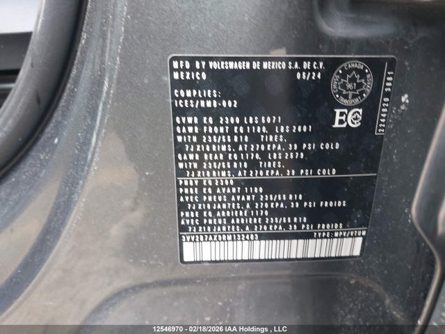 3VV2B7AX9RM132483 Volkswagen Tiguan Comfortline