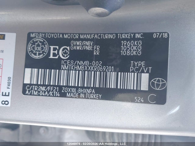 Продаж на аукціоні авто 2019 Toyota C-hr Xle, vin: NMTKHMBXXKR069201, номер лоту: 12546975