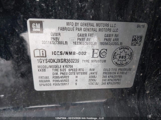 Cadillac Escalade Platinum 2016 1GYS4DKJXGR360239 Image 9