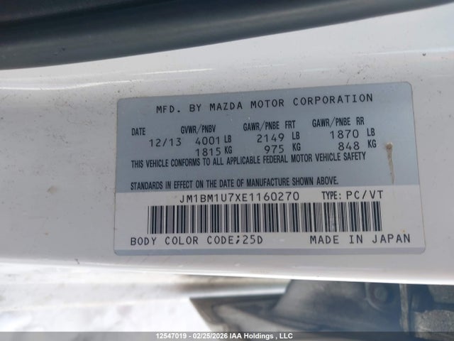 JM1BM1U7XE1160270 Mazda Mazda3 Gx-sky
