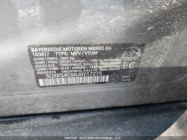 5UXKS4C50J0Y17275 BMW X5 Xdrive35d