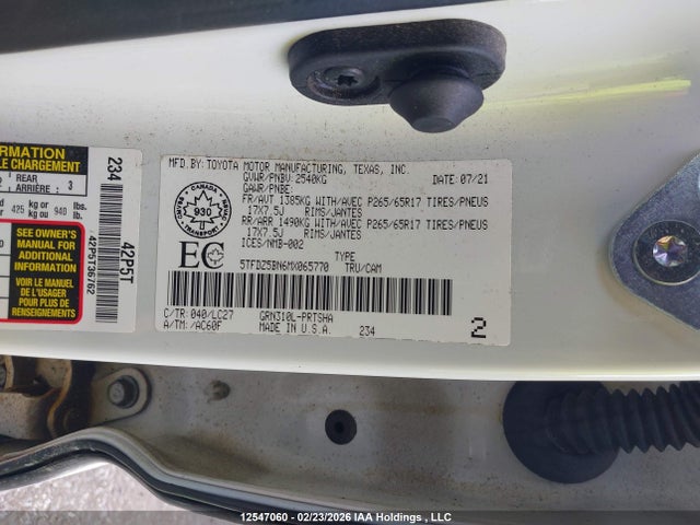 5TFDZ5BN6MX065770 Toyota Tacoma Double Cab/sr5/trd Sport/trd Off Road