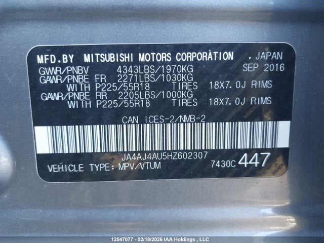 JA4AJ4AU5HZ602307 Mitsubishi Rvr Se Limited Edition