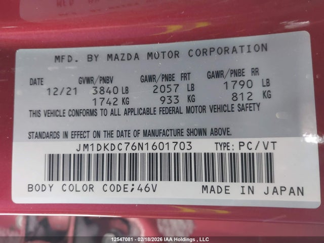 JM1DKDC76N1601703 Mazda Cx-3 Gs