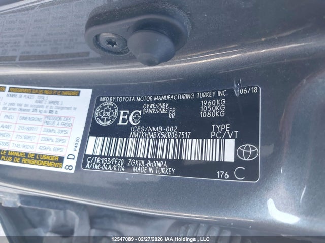 12547089 :رقم المزاد ، NMTKHMBX5KR067517 vin ، 2019 Toyota C-hr Xle مزاد بيع