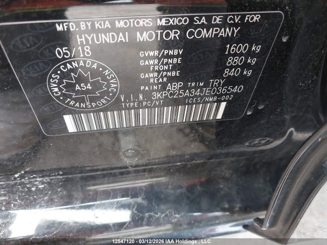 3KPC25A34JE036540 Hyundai ACCENT GL