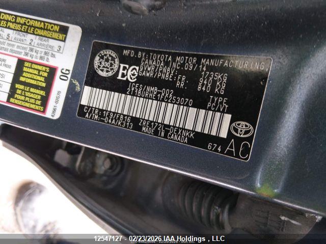 12547127 :رقم المزاد ، 2T1BURHE1FC253070 vin ، 2015 Toyota Corolla Le مزاد بيع