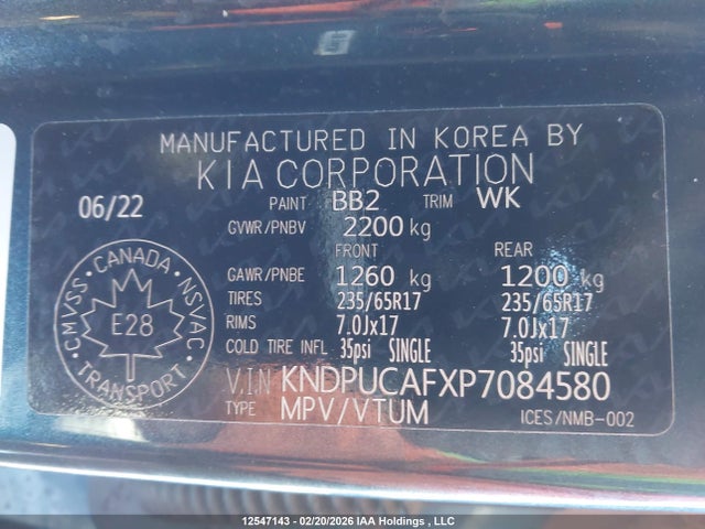KNDPUCAFXP7084580 KIA Sportage Lx/x-line
