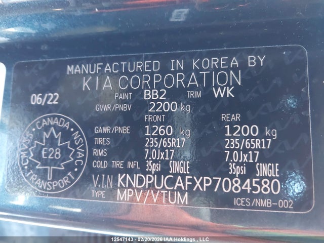 KNDPUCAFXP7084580 KIA Sportage Lx/x-line
