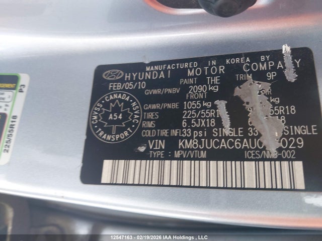 Aukcja sprzedaży 2010 Hyundai Tucson Limited, vin: KM8JUCAC6AU063029, numer aukcji: 12547163