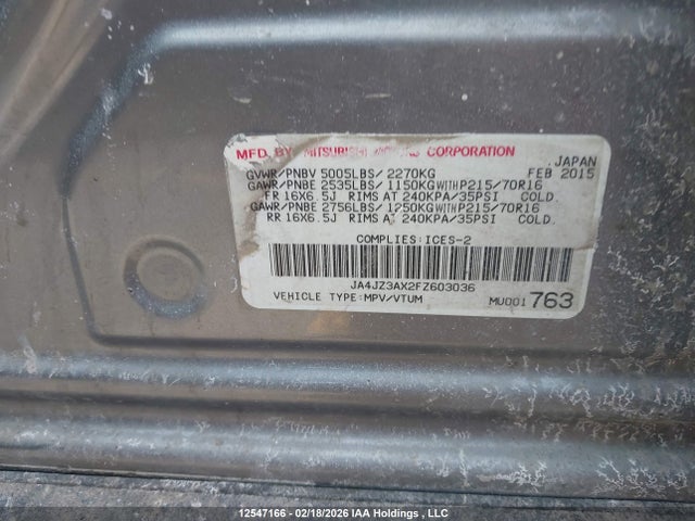 Mitsubishi Outlander Se 2015 JA4JZ3AX2FZ603036 Image 9