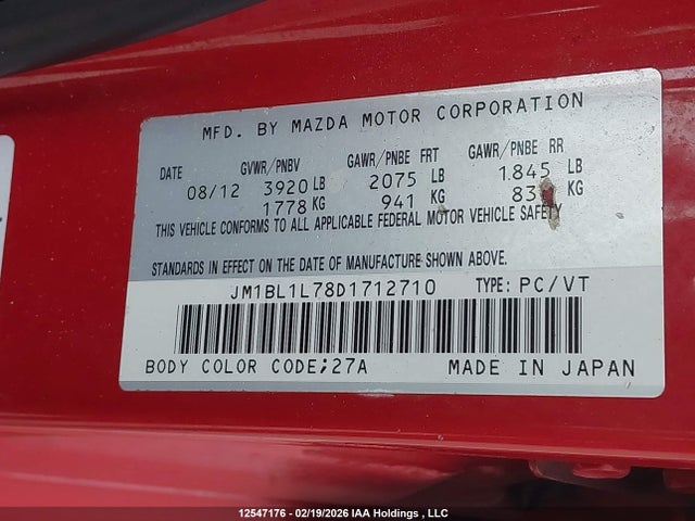 Продаж на аукціоні авто 2013 Mazda 3 I, vin: JM1BL1L78D1712710, номер лоту: 12547176