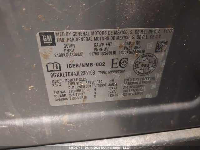 3GKALTEV4JL228108 GMC Terrain Sle